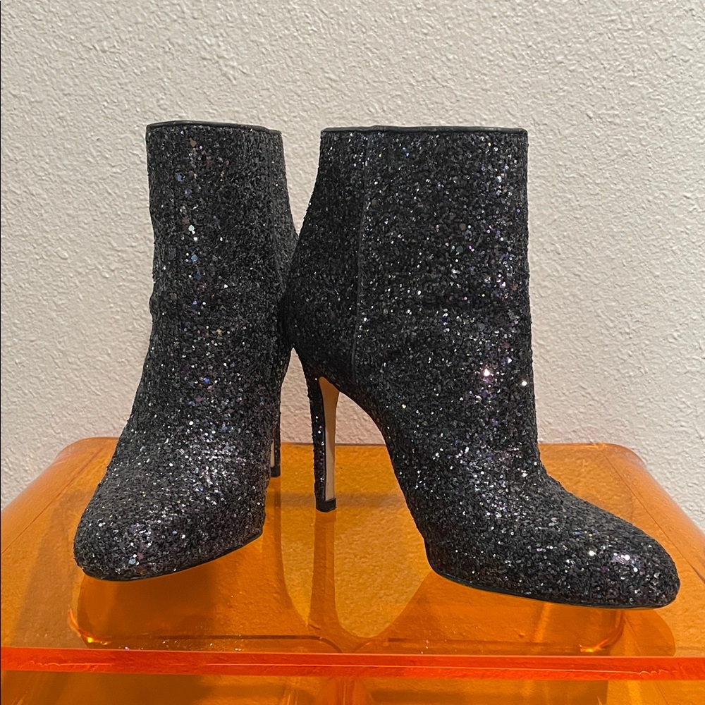 Sam Edelman Black Glitter Ankle Boots